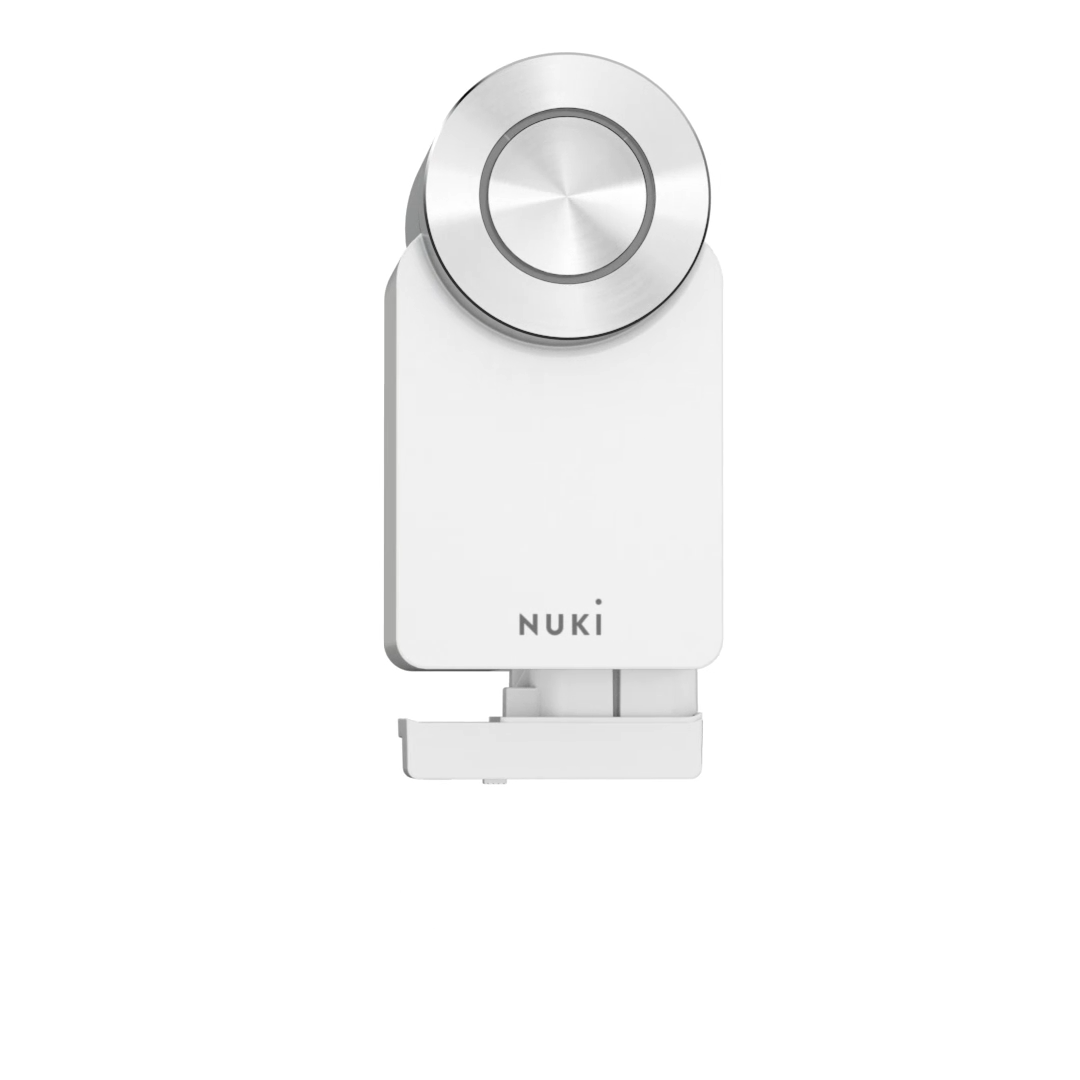 Incuietoarea Nuki Smart Lock Pro gen 4 cu power pack iesit din ea